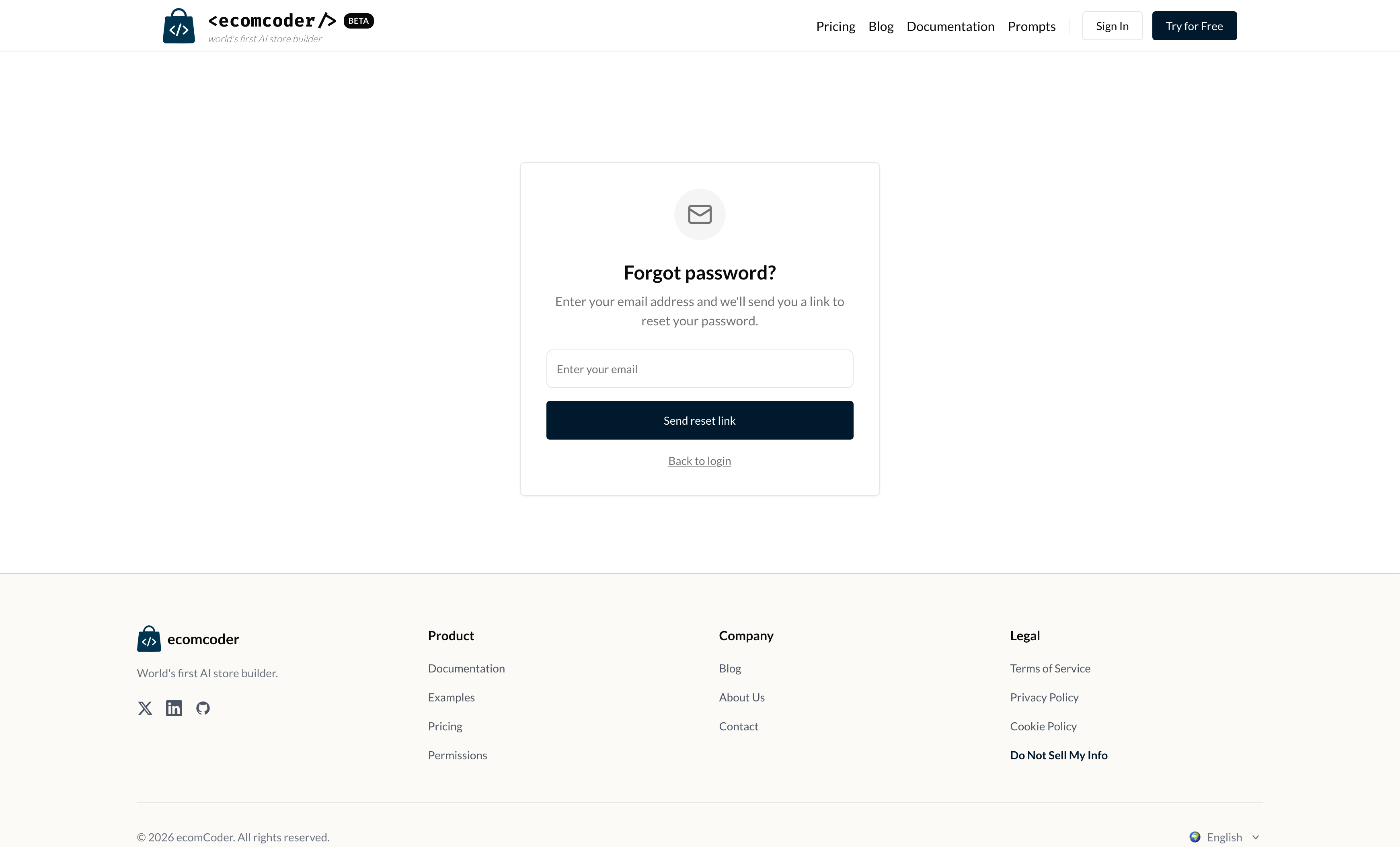 Forgot password form