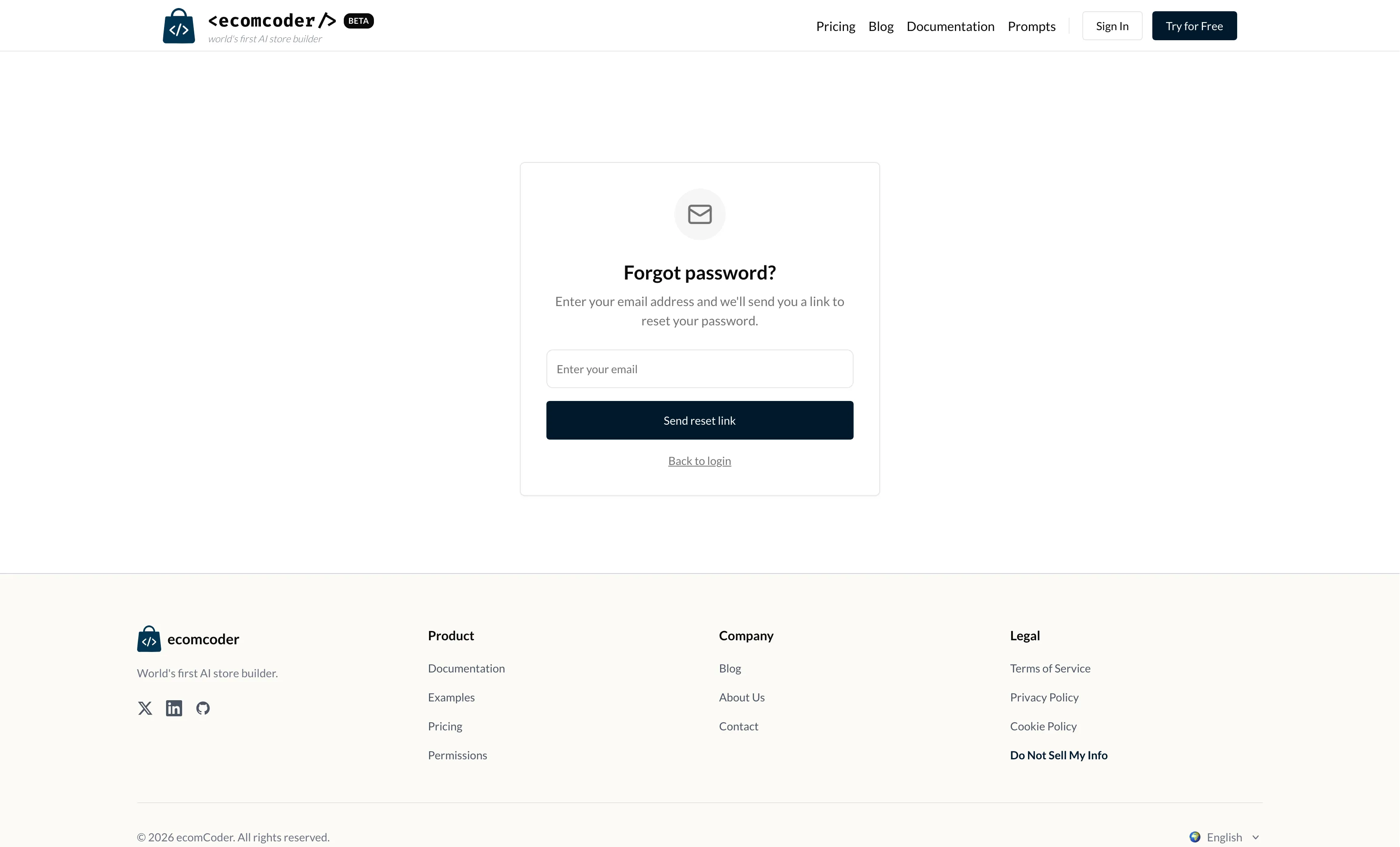 Forgot password form