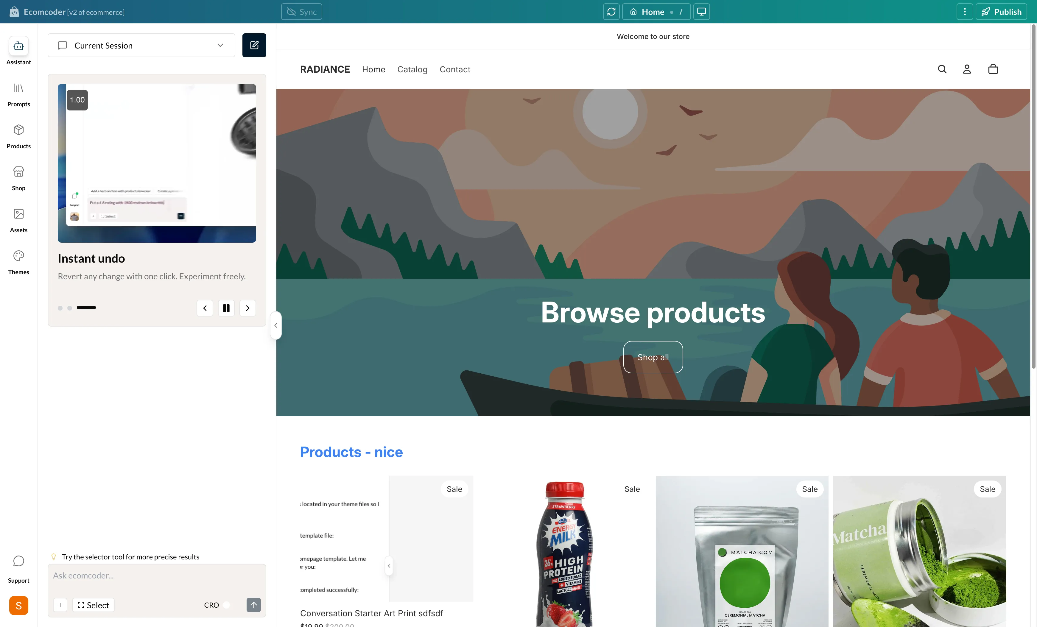 Full dashboard view showing the three-panel layout