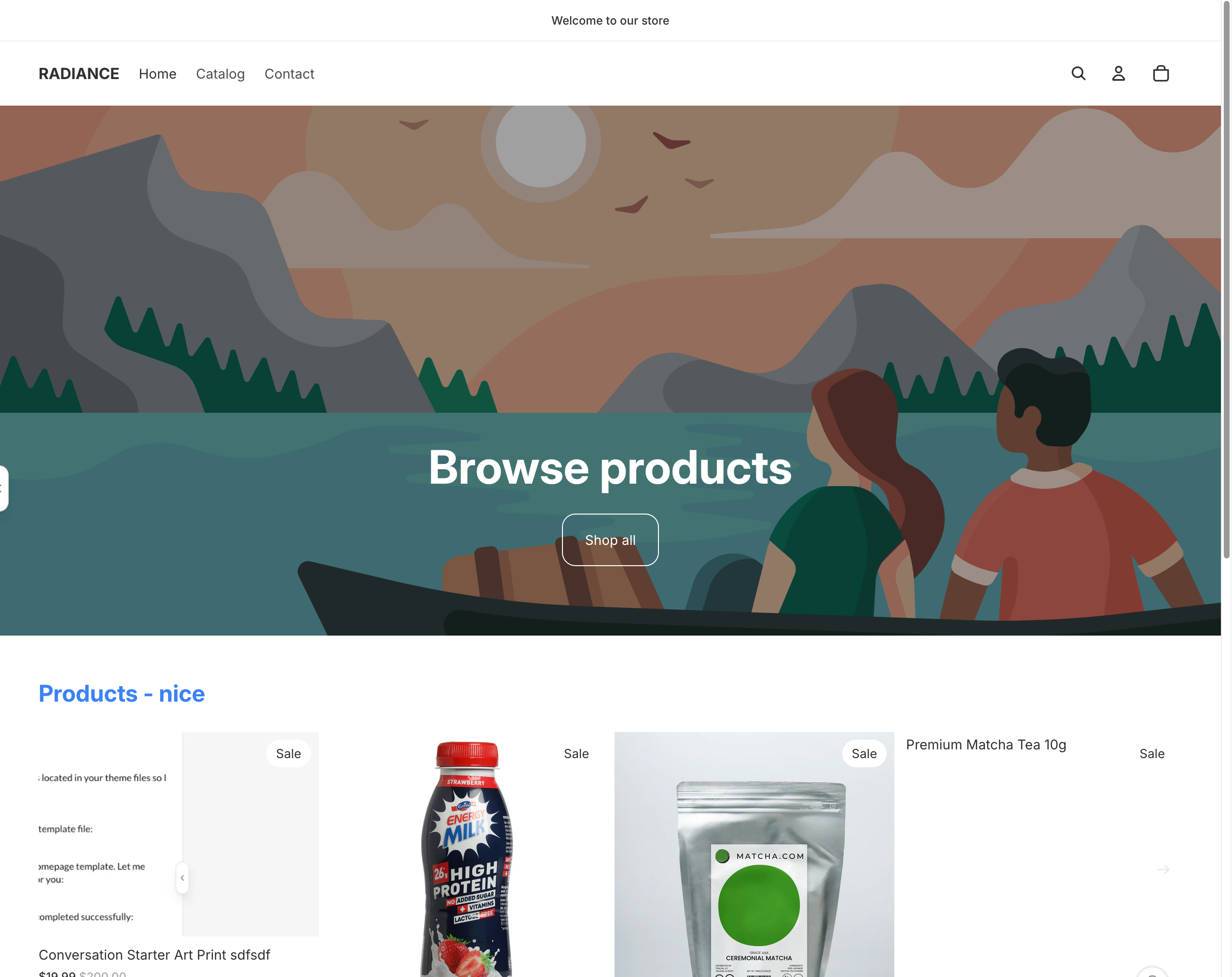 Live preview panel showing a Shopify store