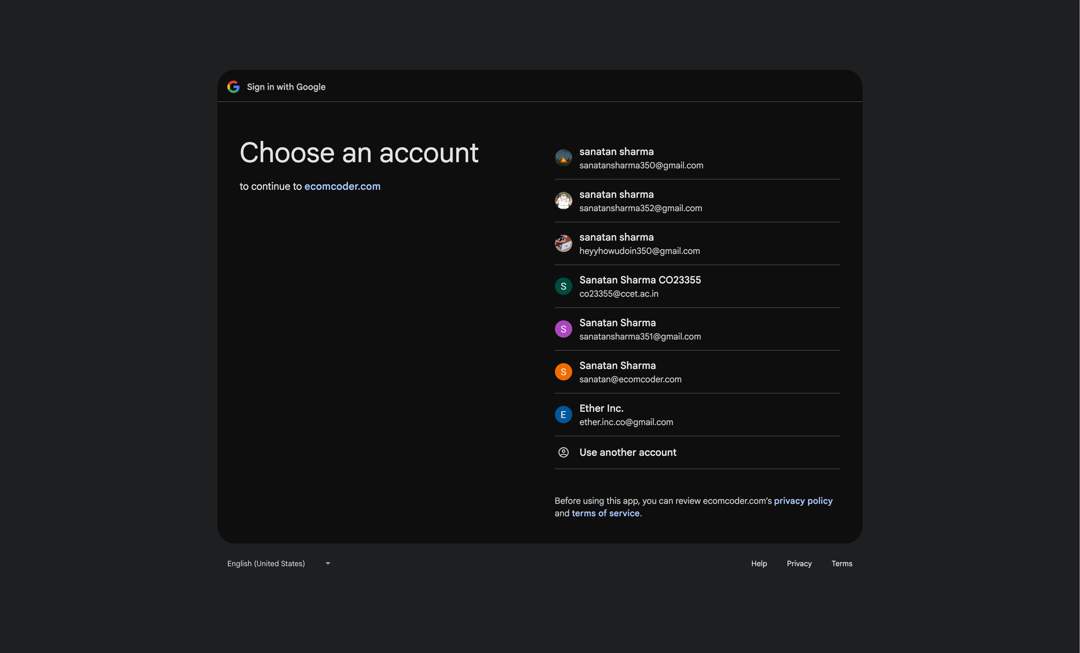 Google OAuth sign-in button
