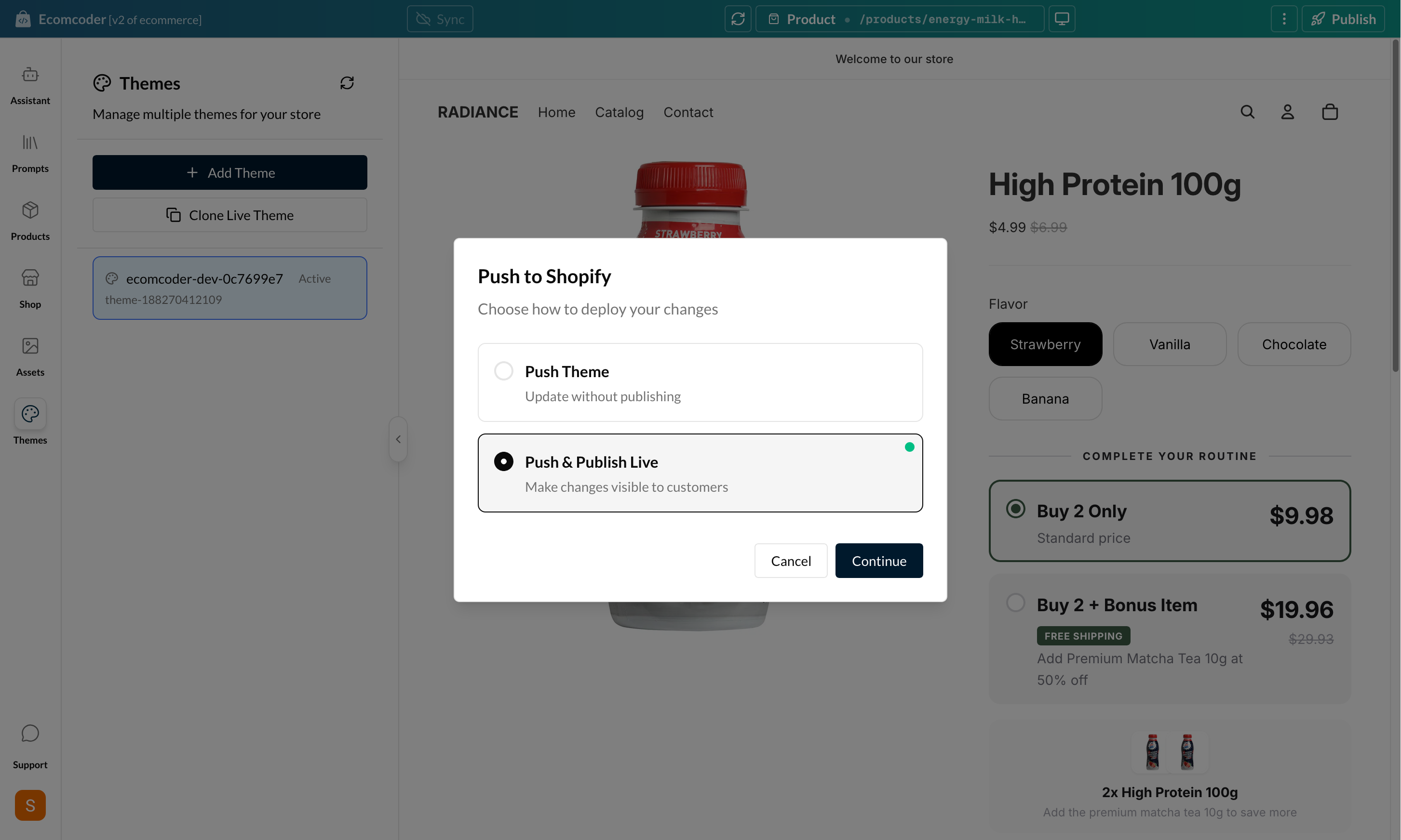 Push as Draft option in the publish menu