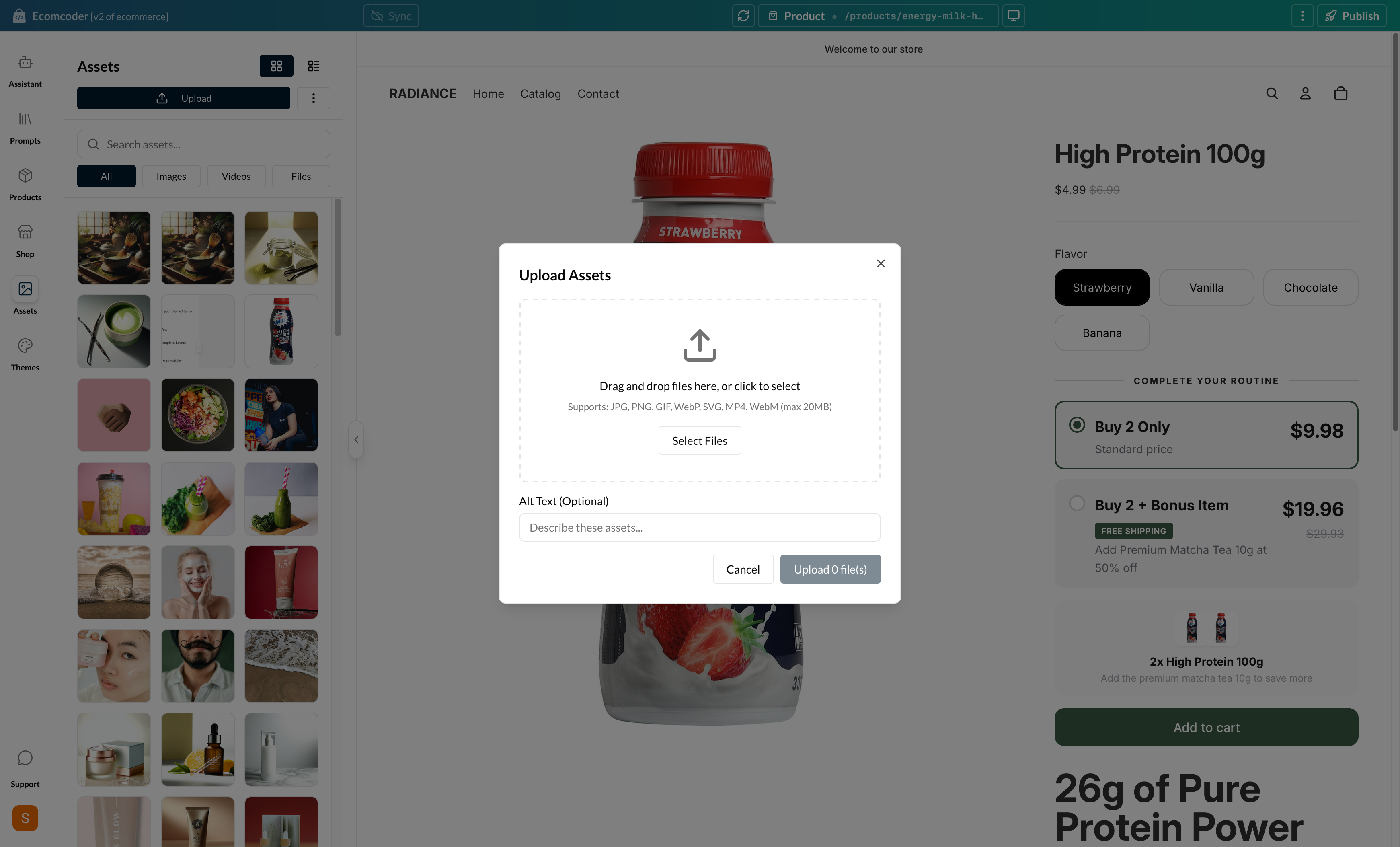 Upload area with drag-and-drop zone